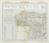 NORTHWEST SPAIN Railways & lighthouses. Galicia Leon Asturias. LETTS 1883 map
