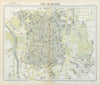 MADRID antique town city map plan. Railways. LETTS 1883 old chart
