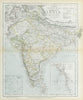BRITISH INDIA French Portuguese Native states Railways telegraphs LETTS 1883 map