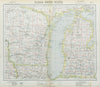 LAKE MICHIGAN. Wisconsin Michigan Chicago. Railroads Lighthouses. LETTS 1883 map