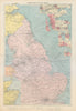 Great Britain east coast ports sea chart lighthouses mail routes LARGE 1952 map
