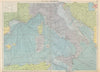 Central Mediterranean sea chart. Italy. Mail shipping routes. LARGE 1952 map