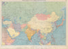 Europe's Overland & Sea Communications with Asia. Chart. LARGE 1952 old map