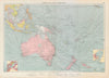 Australasian Polynesian Ports sea chart. lighthouses mail routes LARGE 1952 map