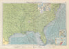US Atlantic & Gulf Coast Ports sea chart lighthouses mail routes LARGE 1952 map