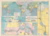 PANAMA & SUEZ CANALS effect on Ocean Routes. Maps profiles. LARGE 1952 old