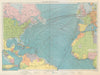 North Atlantic Ocean sea chart. Ports lighthouses mail routes. LARGE 1959 map