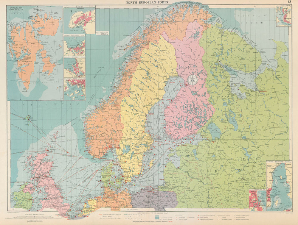 Scandinavia Russia sea chart. Ports lighthouses. Arctic Ocean Bothnia 1959 map