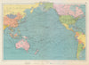 Pacific Ocean sea chart. Ports lighthouses mail routes dockyards LARGE 1959 map