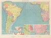 South Atlantic Ocean sea chart. Ports lighthouses mail routes. LARGE 1959 map