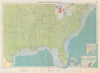 US Atlantic & Gulf Coast Ports sea chart lighthouses mail routes LARGE 1959 map