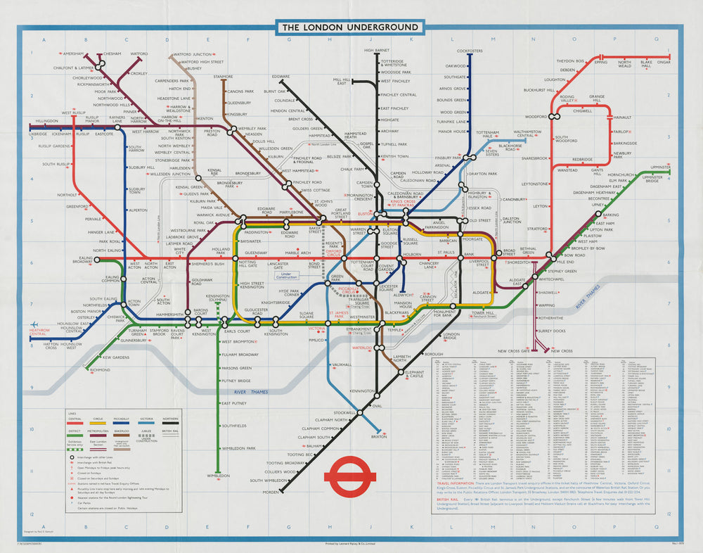 London Underground quad royal poster map. Jubilee Line u/c. GARBUTT #1 1978