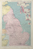 Great Britain east coast ports sea chart lighthouses mail routes LARGE 1927 map