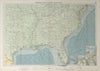 US Atlantic & Gulf Coast Ports sea chart lighthouses mail routes LARGE 1927 map