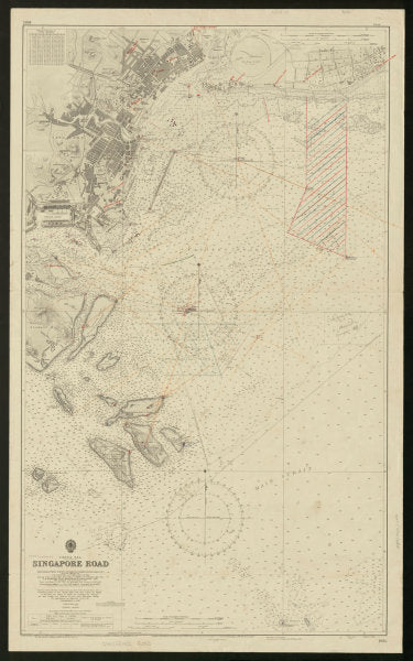Singapore Road & town city plan. Admiralty nautical sea chart 1964 old map