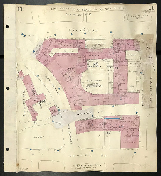 London EC4M Cheapside Watling Street Cannon St Bread St New Change GOAD 1956 map