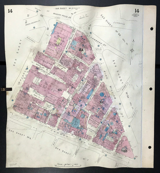 London EC4N EC4R Mansion House Walbrook Cannon/King William Street GOAD 1935 map
