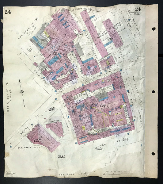 London EC2Y EC1Y Chiswell Street Brewery Beech St Whitecross St GOAD 1939 map