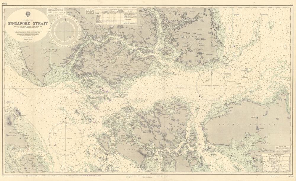 Singapore Strait. China Sea. ADMIRALTY sea chart 1936 (1954) old vintage map