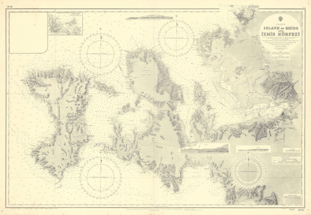 Chios Karaburun Peninsula Turkey Greece Aegean ADMIRALTY chart 1893 (1965) map