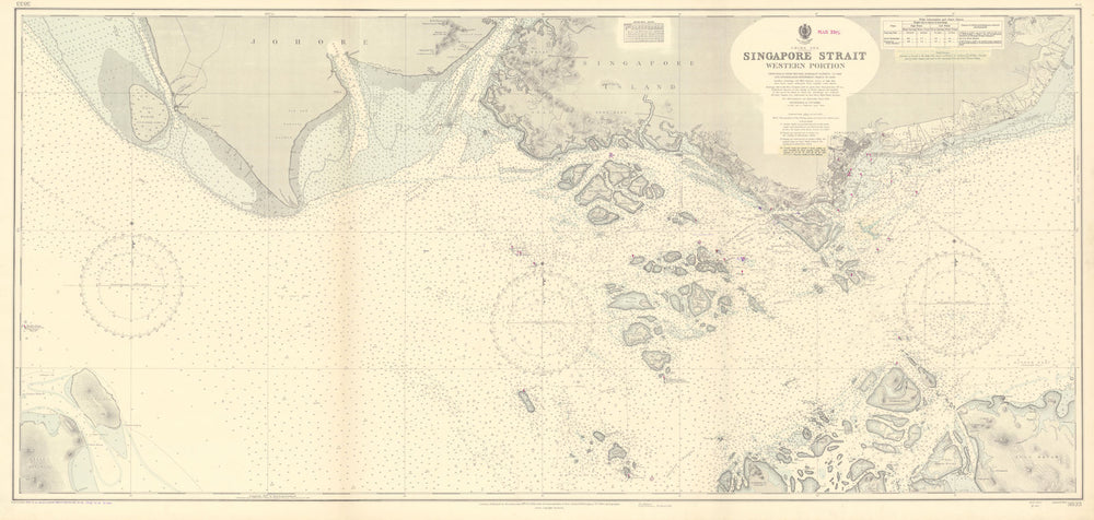 Singapore Strait Western Portion. China Sea. ADMIRALTY sea chart 1930 (1954) map