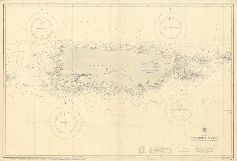 Puerto Rico Vieques Culebra St Thomas Caribbean ADMIRALTY chart 1904 (1947) map