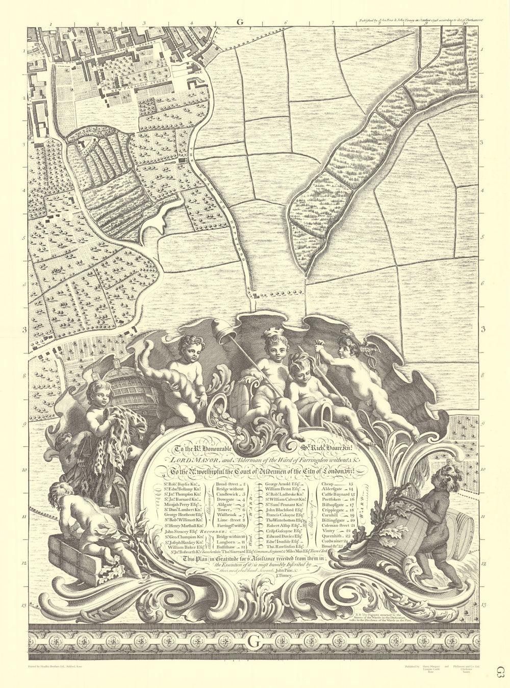 Surrey Quays, Canada Water, South Bermondsey. G3. After ROCQUE 1971 (1746) map