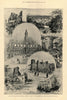 Bradford: Town hall. Forster Square. Kirkstall Abbey. Malham Cove 1900 print