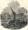 Lord Mayor's Day - the Stationers Company's barge at Lambeth Palace. London 1845