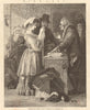 Choosing the wedding gown. Romance. Fine Arts. Tailors 1846 old antique print