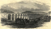 The Great Dee viaduct on the Shrewsbury & Chester Railway. Wales 1848 print