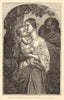 A Holy Family - painted by Paul Delaroche. Bible 1848 old antique print