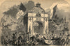 Procession at the triumphal arch, Upper Baggot Street, Dublin. Ireland 1849