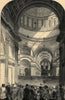 Meeting of the charity children in St. Paul's Cathedral. London 1850 old print