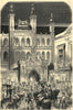 Arrival of Her Majesty at the Guildhall. London. Buildings 1851 old print