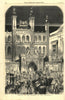 Arrival of Her Majesty at the Guildhall. London. Buildings 1851 old print