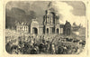 The Royal Procession at Windsor Bridge Arch, Salford. Manchester 1851 print