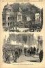 Queen Victoria at Liverpool town hall. Arrival & address 1851 old print