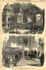 Queen Victoria at Liverpool town hall. Arrival & address 1851 old print