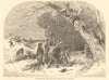Gathering mistletoe - drawn by Foster. Family. Christmas 1851 old print
