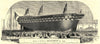 Launch of H. M. S. Agamemnon, 90 Guns. Hampshire. Ships 1852 old antique print