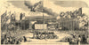 The new Crystal Palace, Sydenham - placing the first pillar. London 1852 print