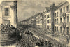 Fleet Street - the civic authorities in the procession. London 1852 old print
