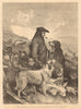 Scotch game keeper - by R. Ansdell - Exhibition of. Hunting 1855 old print