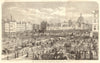 The last day of old Smithfield Market. London 1855 antique print picture