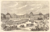 Queen Victoria arriving at the palace of Versailles, Paris 1855 old print