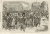 The Crimean troops at the foot of the column, Place Vendome. Paris 1856 print