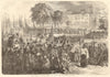 The fete of Notre Dame del Pilar, at Zaragoza. Spain 1856 old antique print