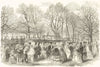 The Band of the Royal Horse Guards, playing in Kensington Gardens. London 1856