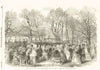 The Band of the Royal Horse Guards, playing in Kensington Gardens. London 1856